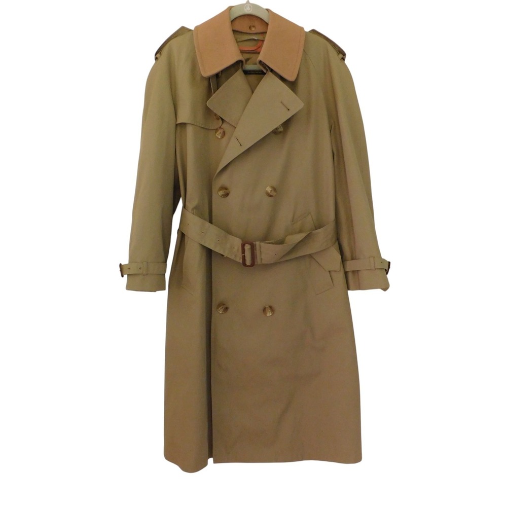 VTG Brooks Brothers Poplin Belted Trench Coat w/ Wool Liner Men's 38R Old Money